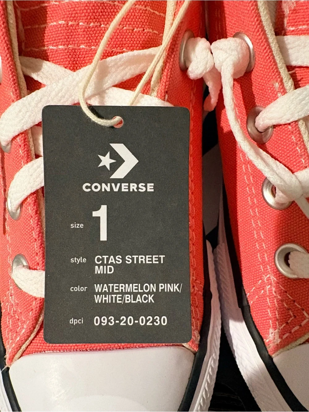 Converse Chuck Taylor All Star Youth Size 1 Pink Street Mid